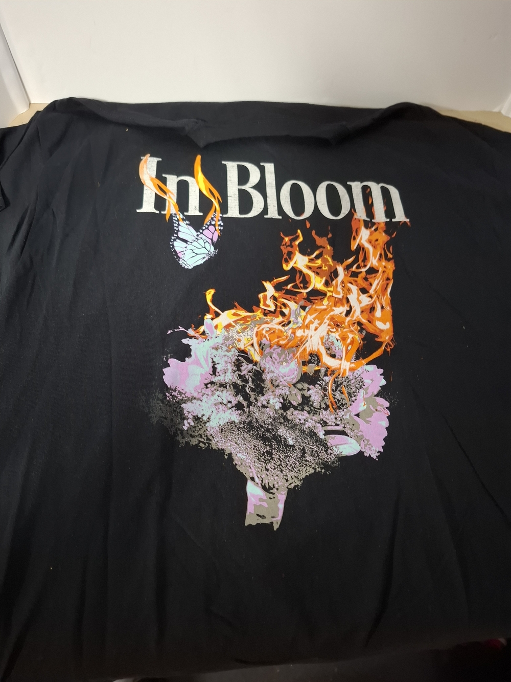 In Bloom Black Floral Flame Art Print Tee